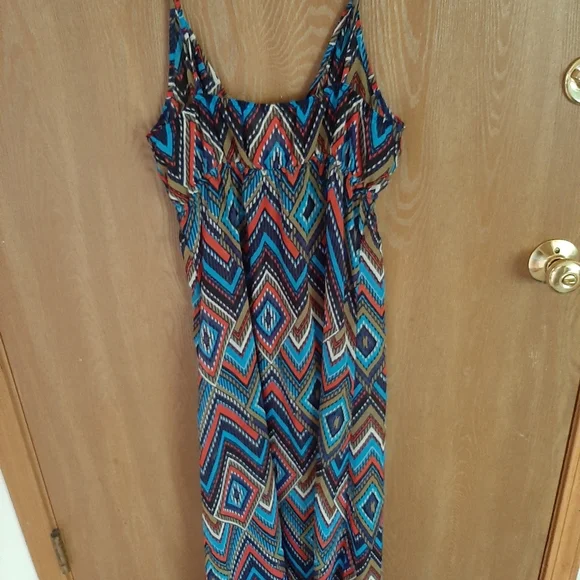 Miken Sheer Print blue Maxi Dress size medium - Picture 4 of 4